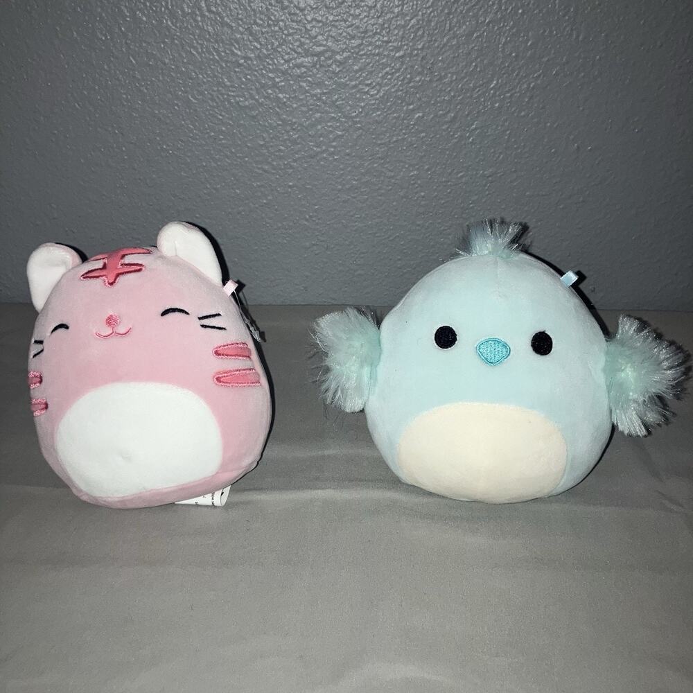 Plush Squishmallows Paulita The Pink Cat / Cedric The Chick Kellytoy Stuffed Lot